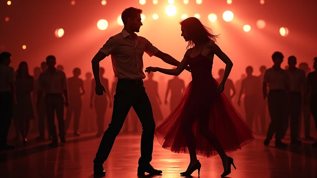 The image shows a dancer demonstrating the first step of the 9 Ladies Dancing routine.